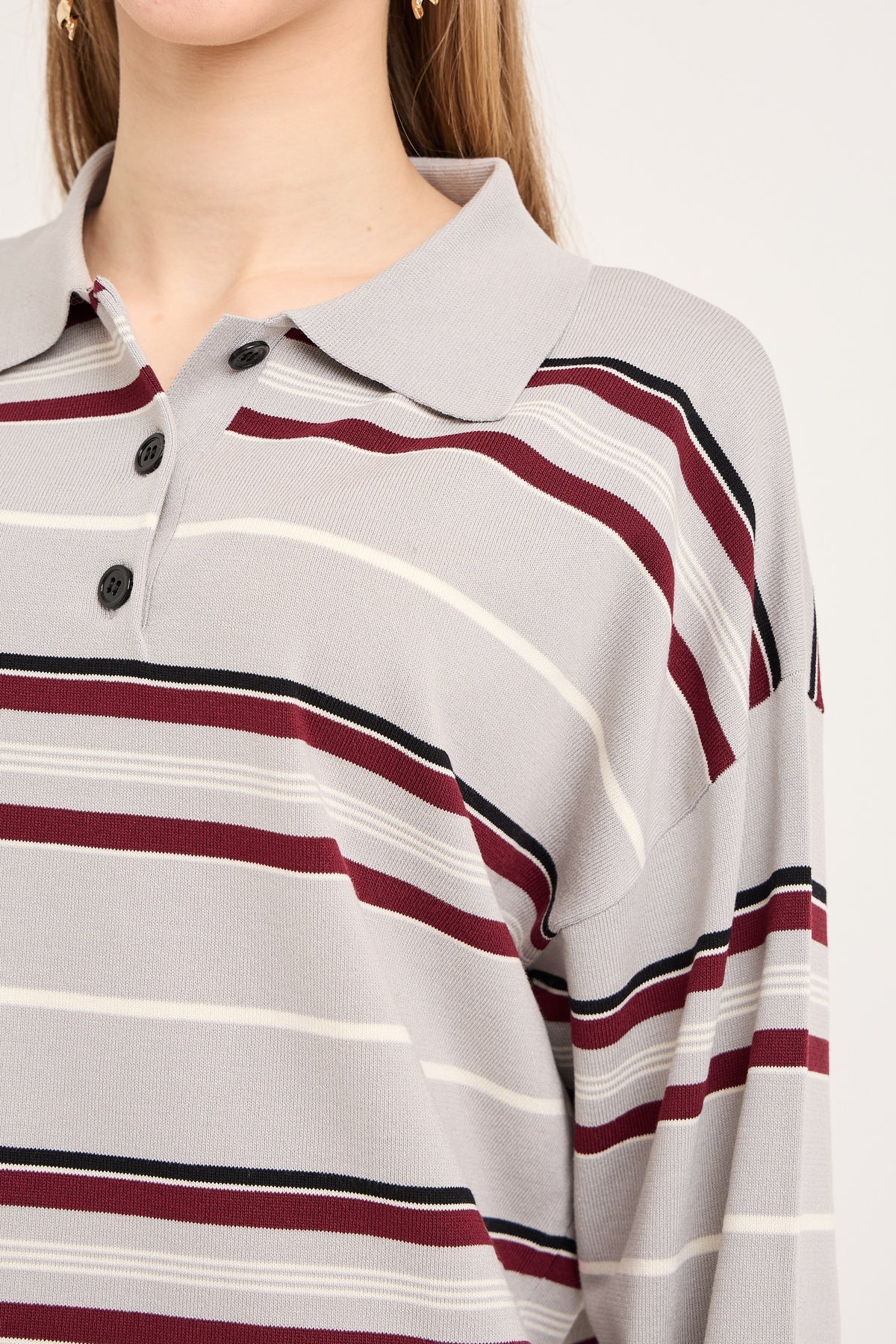 Polo long sleeve stripe knit